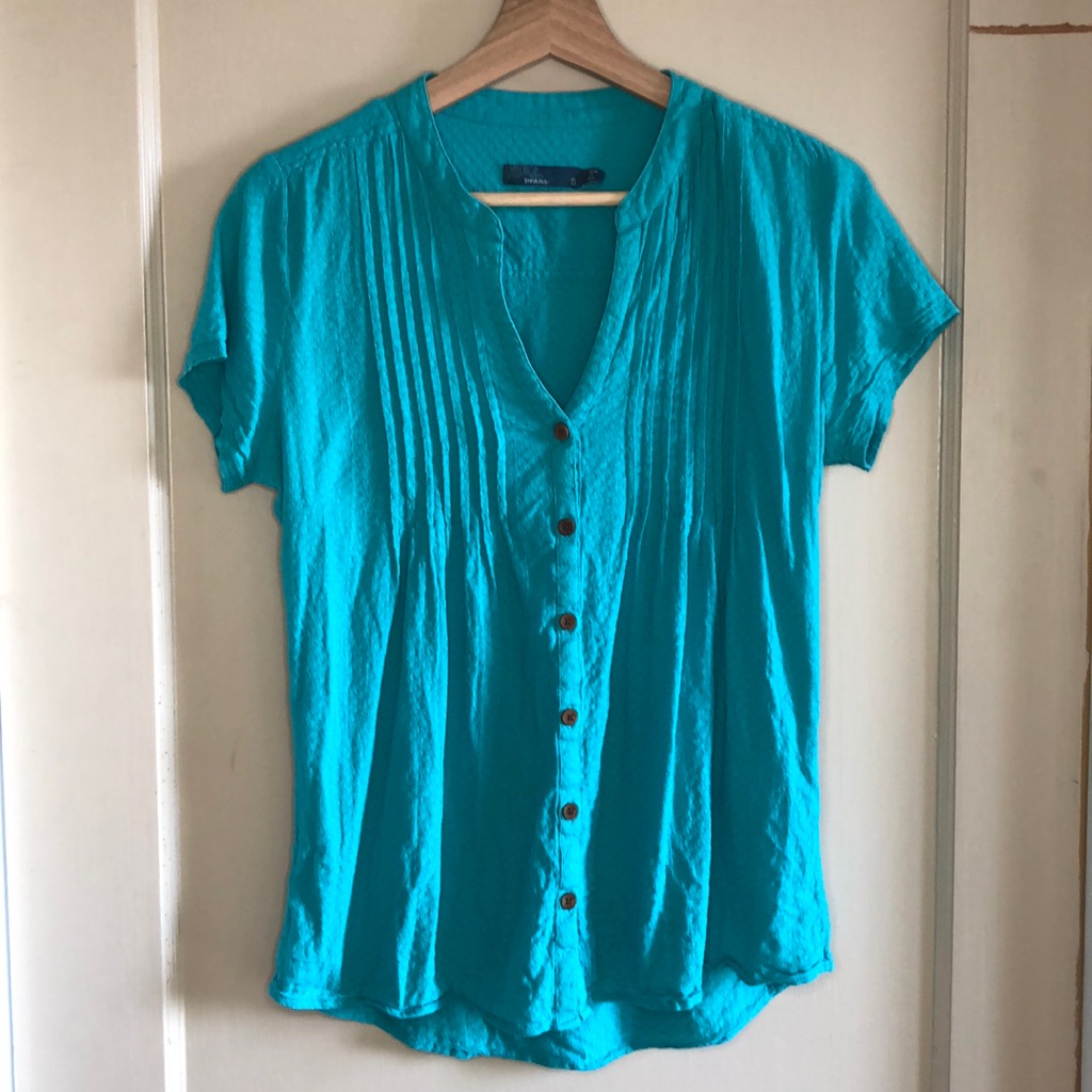 Prana Short Sleeve Button Front Top